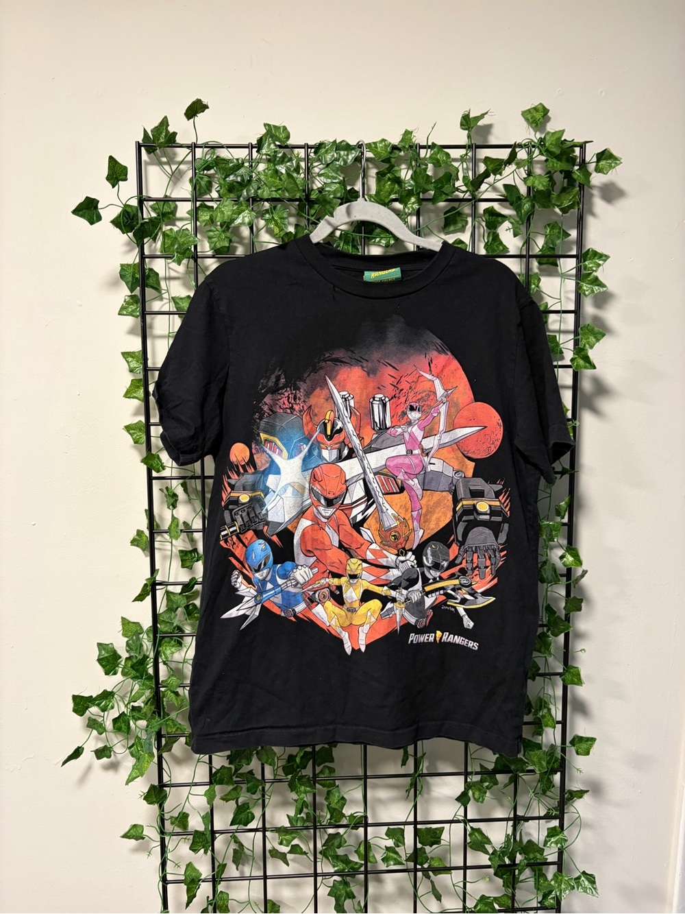 Power Ranger Black Tee with Multicolor Team Graphic